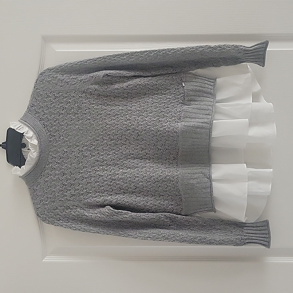 Ted Baker New Grey Knit Sweater with Mockable Shirt Size 1